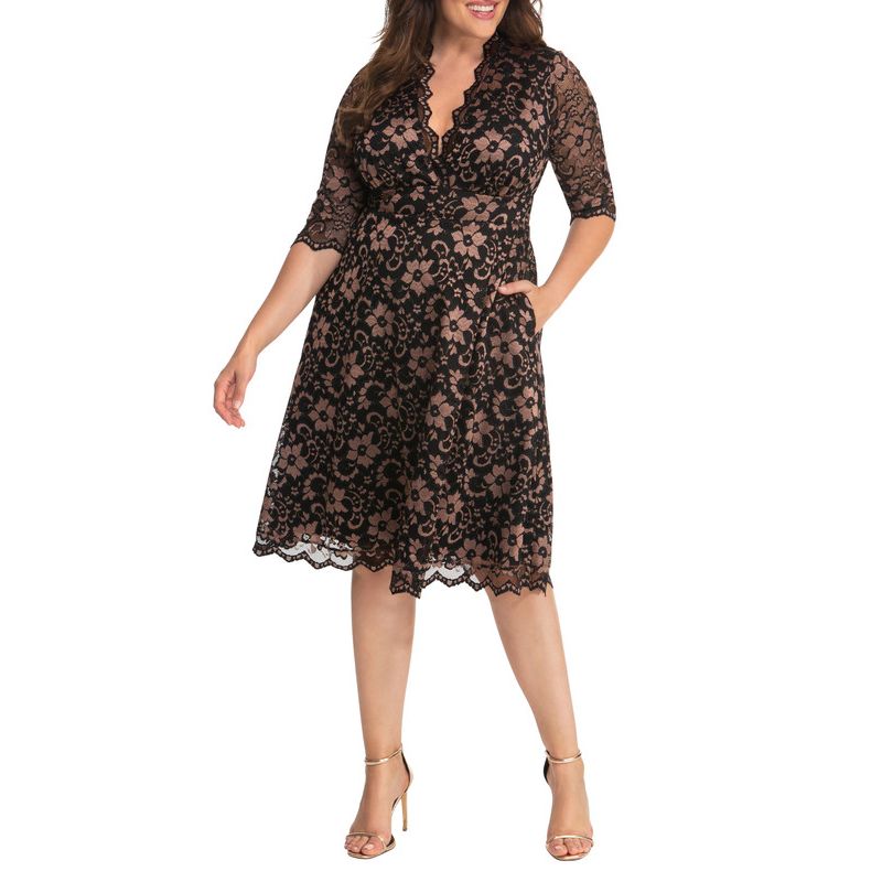 Plus Size Mon Cherie Floral Lace Cocktail Dress