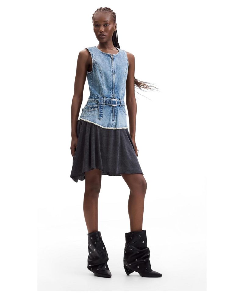 Women's Sleeveless Asymmetrical Denim Dress