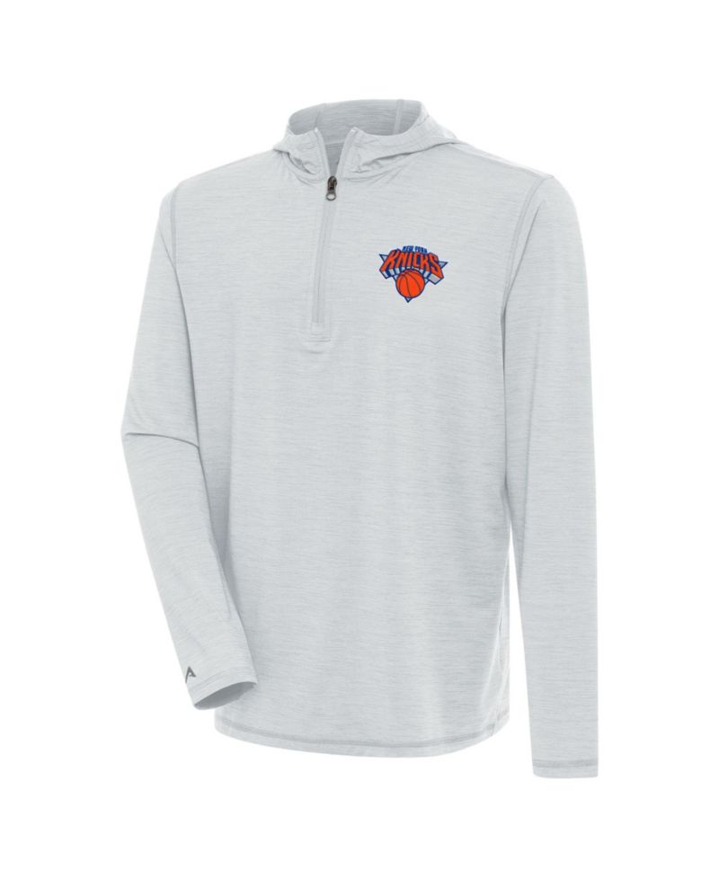 Men's Heather Gray New York Knicks Tidy Quarter-Zip Lightweight Pullover Sweatshirt