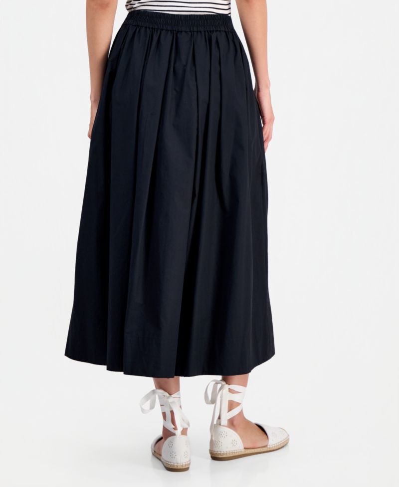 Women's Pull-On Cotton Poplin Midi Skirt