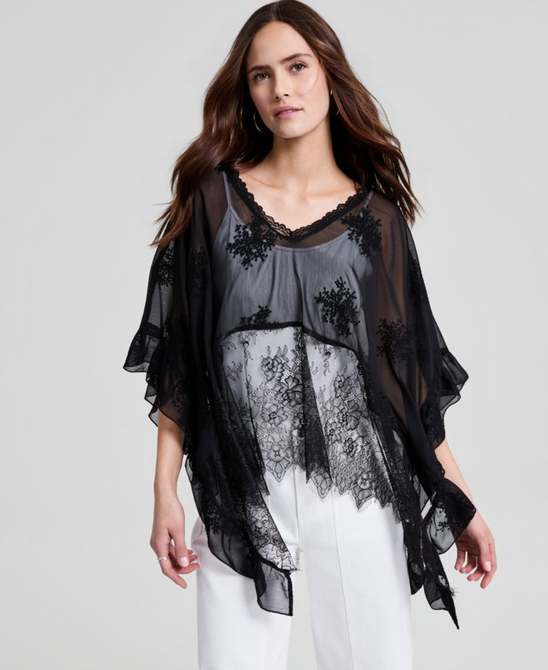 Women's Embroidered Woven Poncho