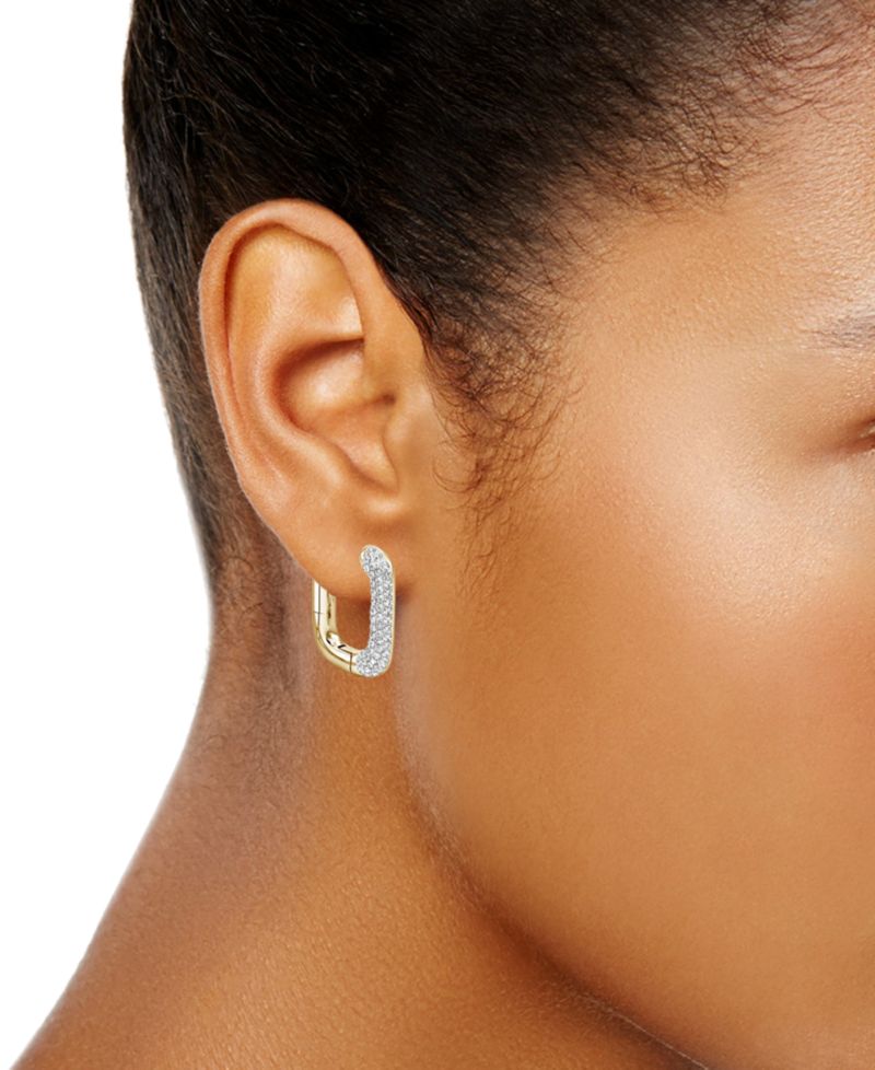 Clear Crystal Rectangular Shaped Hoop Earrings
