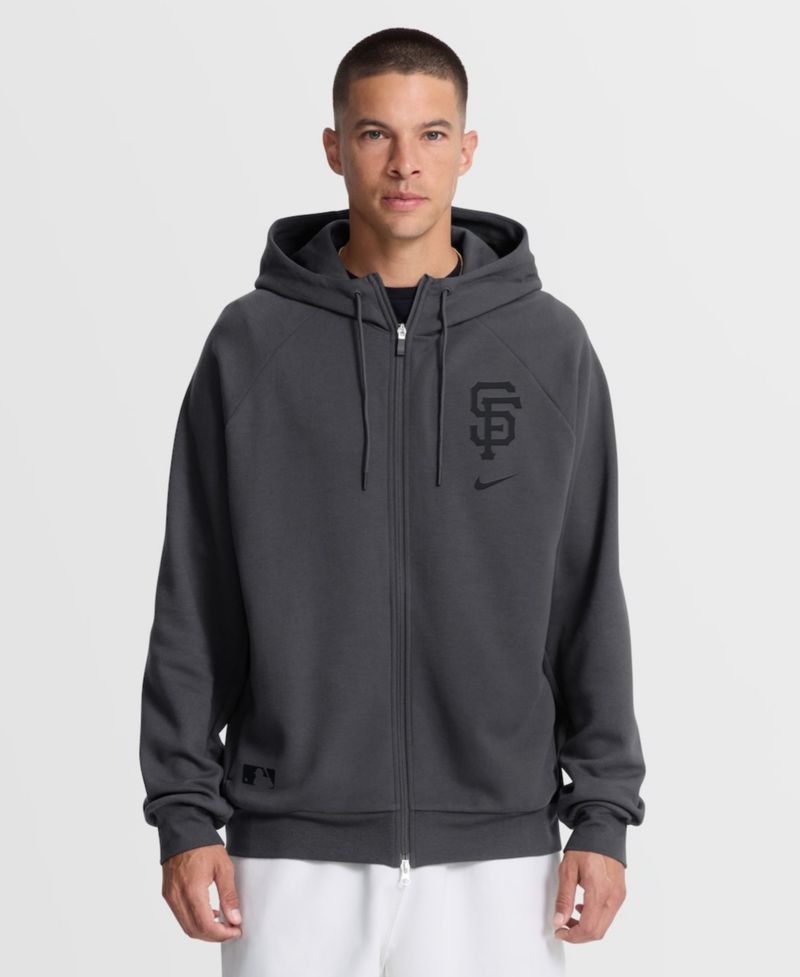 Men's Anthracite San Francisco Giants Authentic Collection Player Raglan Dri-FIT Full-Zip Hoodie