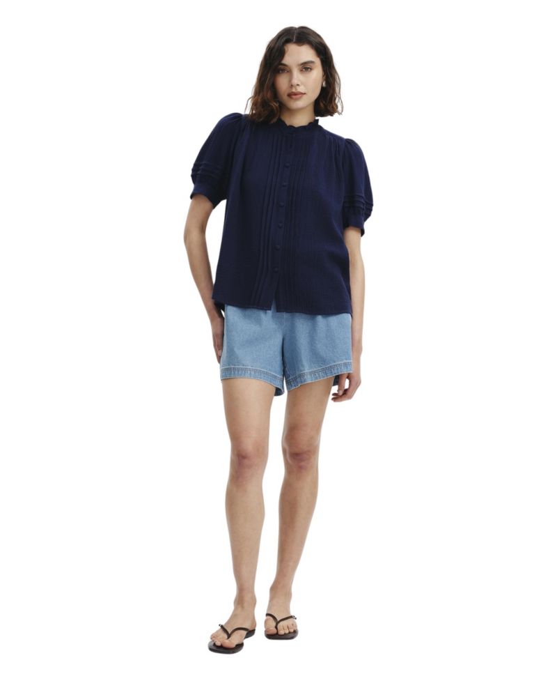 Women's Teagan Pintuck Short-Sleeve Blouse