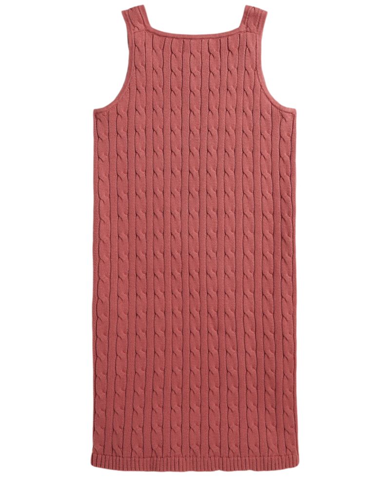 Girls' 7-16 Cable-Knit Cotton Sleeveless Sweater Dress