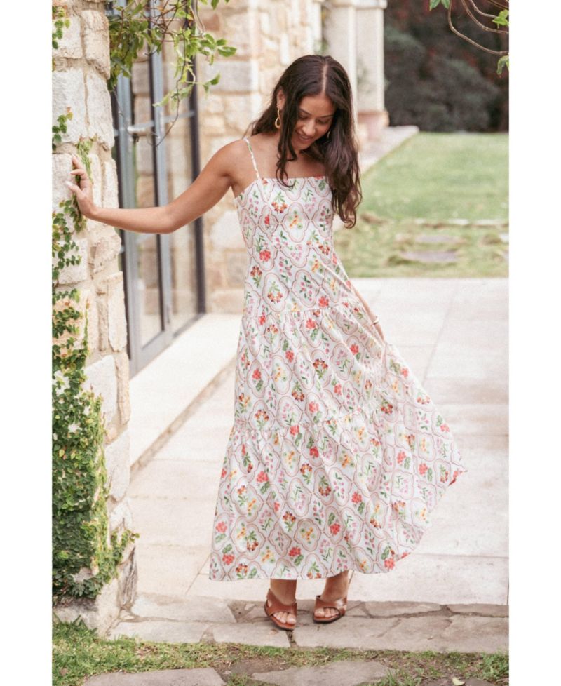 Women's Botanique Floral-Print A-Line Square Neck Midi Dress