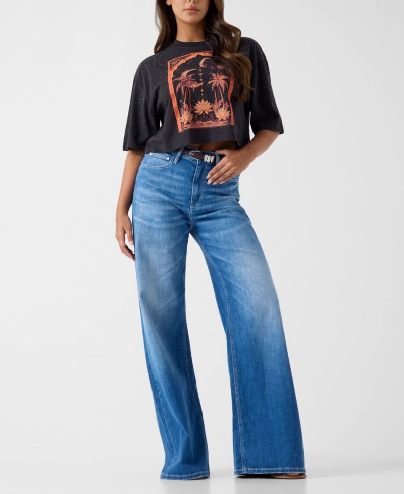 Women's Short-Sleeve Desert Rose Crop Oversize T-Shirt