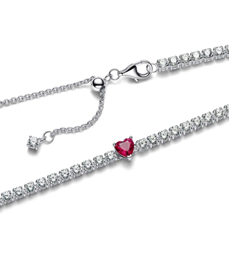 Sterling Silver Halo Heart Choker Necklace