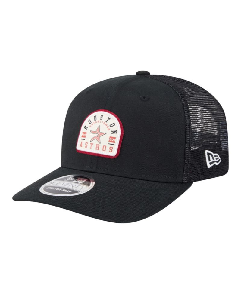 Men's Black Houston Astros Throwback Contest 9SEVENTY Adjustable Trucker Hat