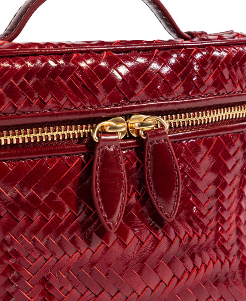 Charli Woven Leather Small Top Handle Crossbody Handbag