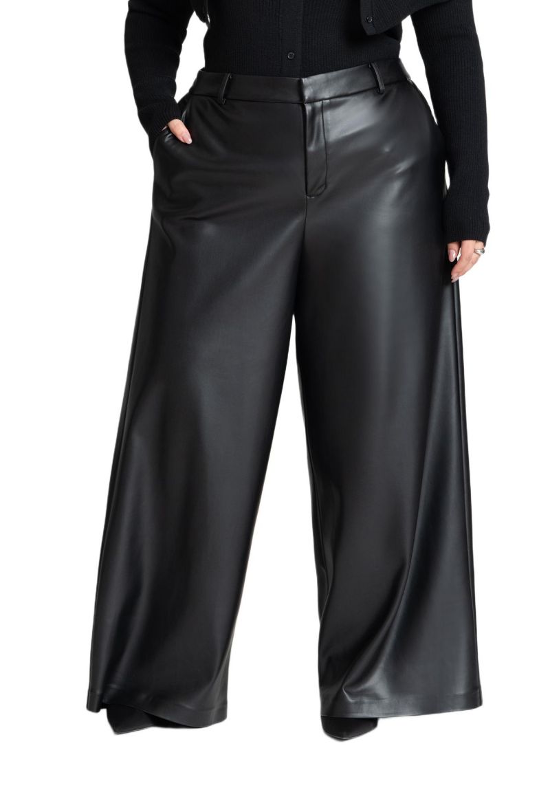 Women's Wide Leg Faux Leather Pant