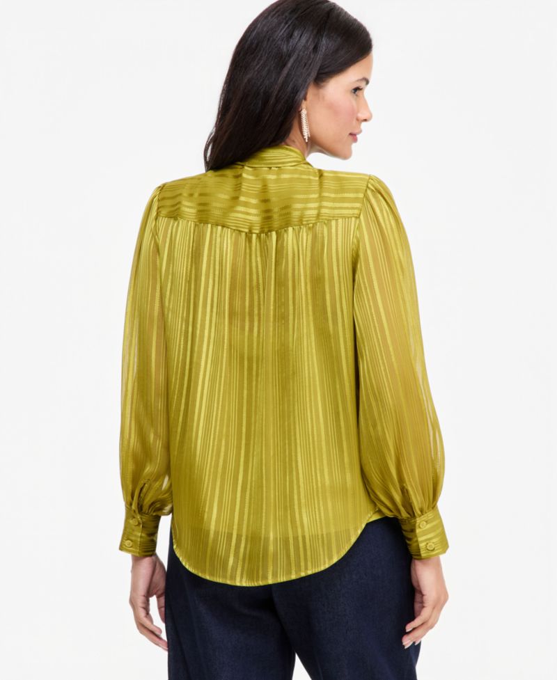 Women's Long-Sleeve Tie-Neck Blouse