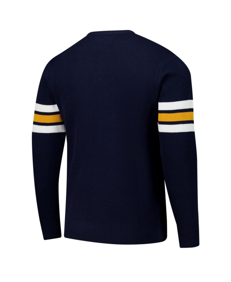 Men's and Women's Navy Michigan Wolverines Renew Knit Vintage Pullover Sweater