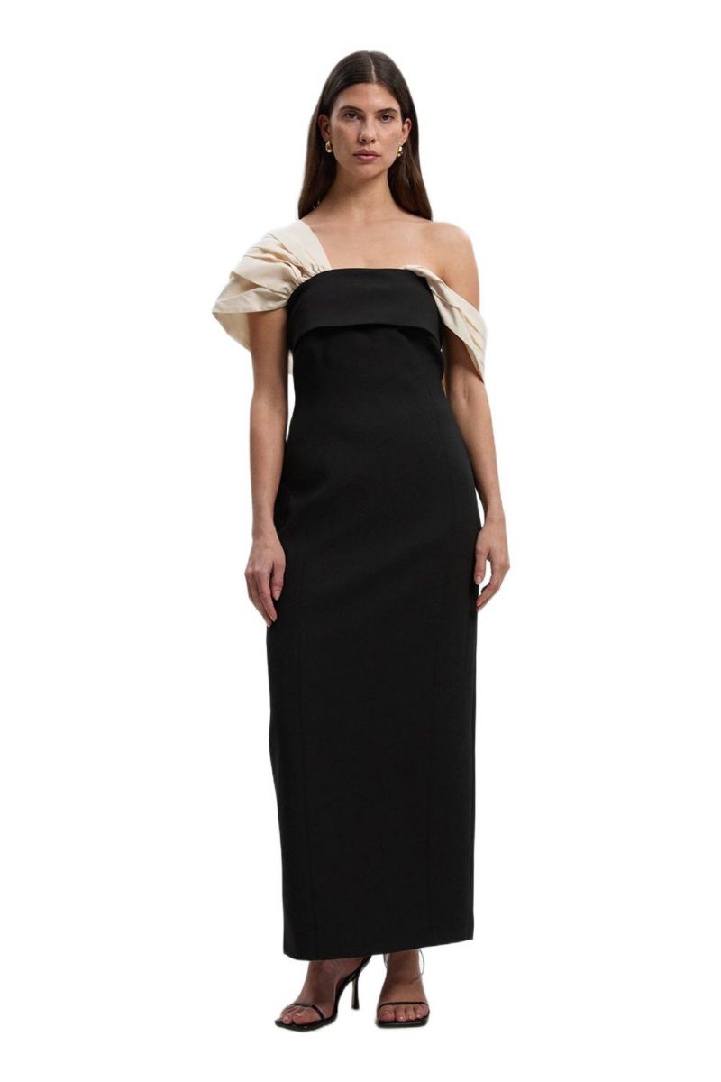 Women's Tailored Taffeta Sleeve Maxi Dress