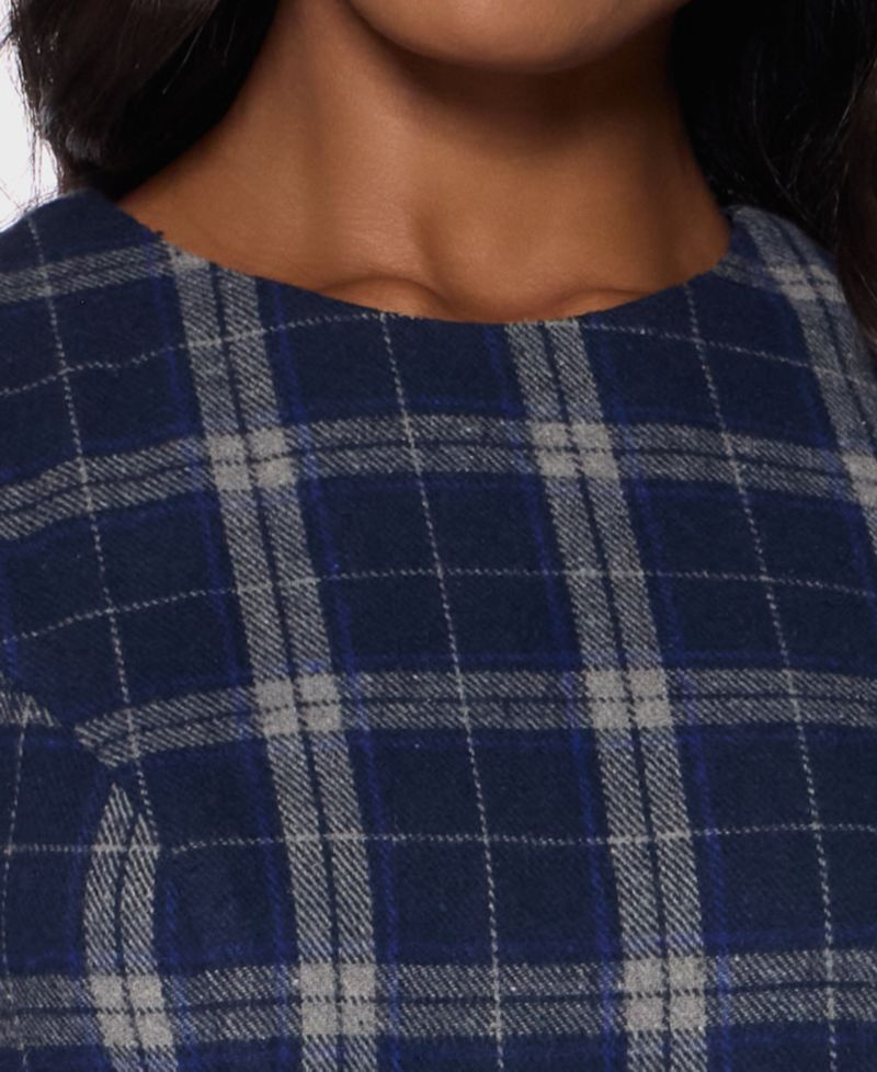 Juniors' Plaid Puff-Sleeve Mini Dress