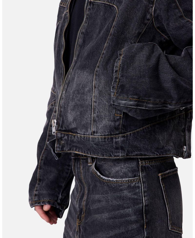 Men's Panelled Moto Denim Jacket