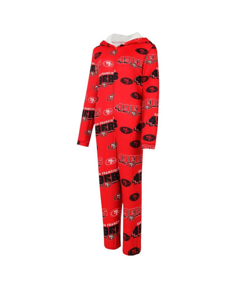 Women's Scarlet San Francisco 49ers Roadway Allover Print Microfleece Full-Zip Union Suit