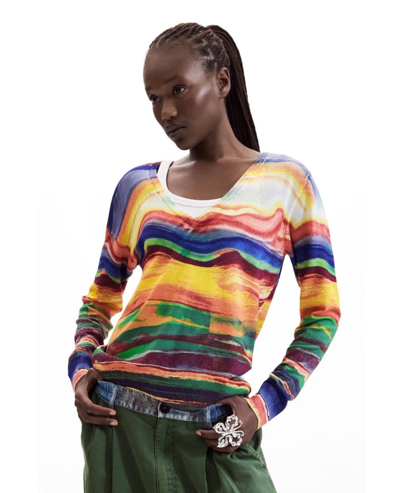 Women's Fine Knit Printed Sweater
