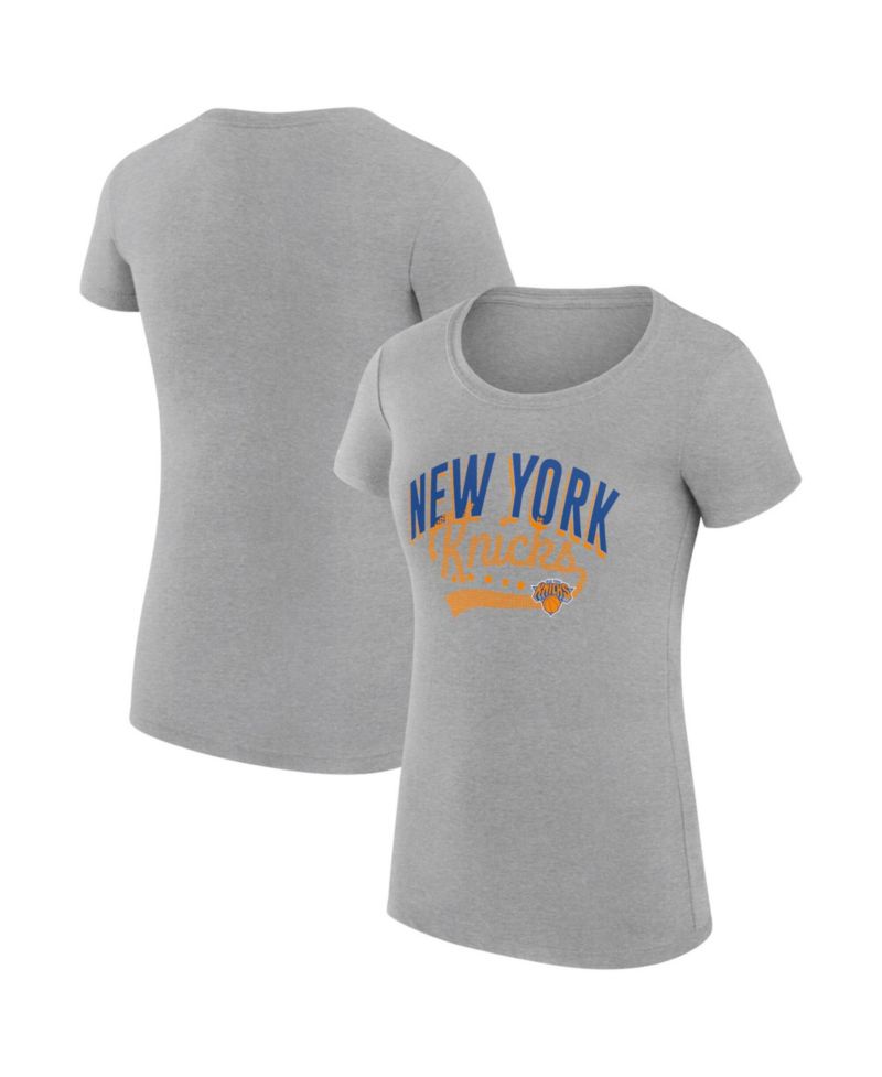 Women's Heather Gray New York Knicks Super-Slim Fit Lightweight Filigree Logo T-Shirt