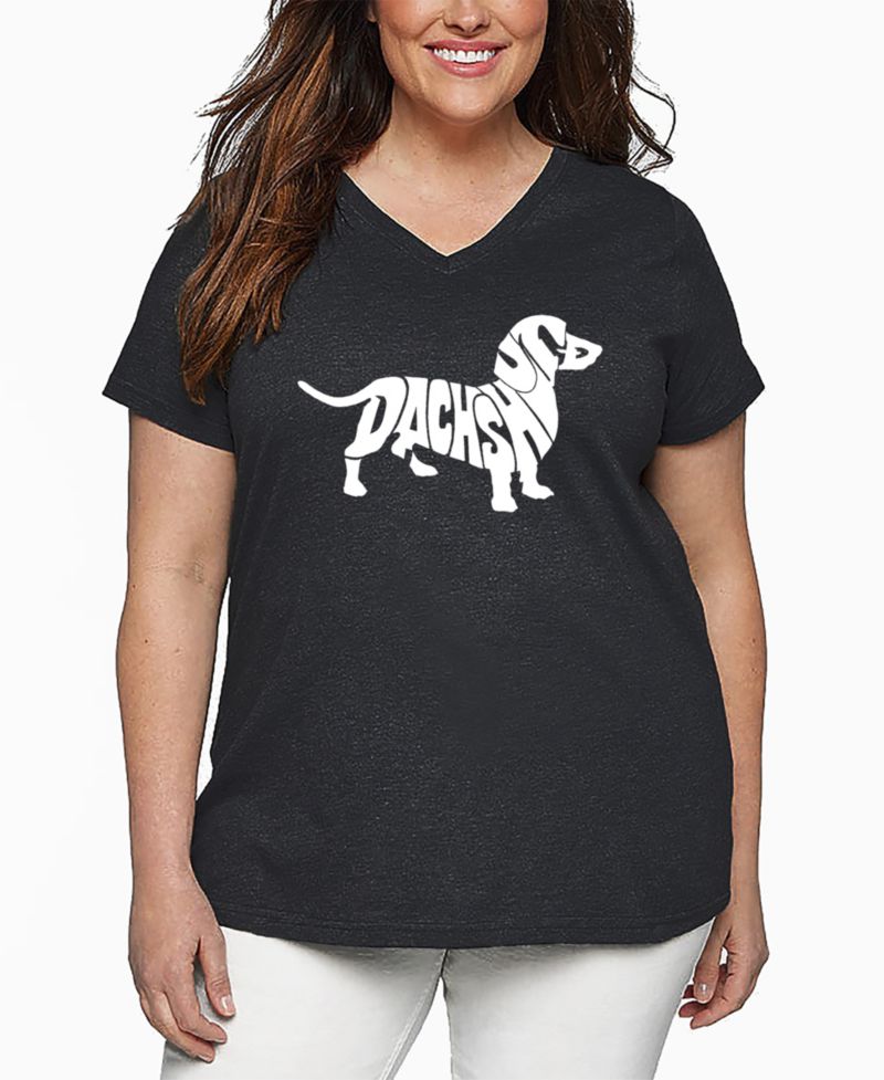 Plus Size Dachshund Word Art V-Neck T-Shirt
