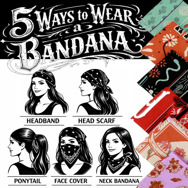 Lightweight Western Theme 22"x22" 6-Pack Bandana Set
