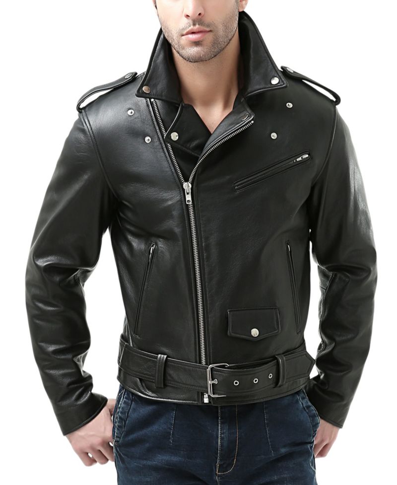 Men's Men Classic Leather Motorcycle Jacket