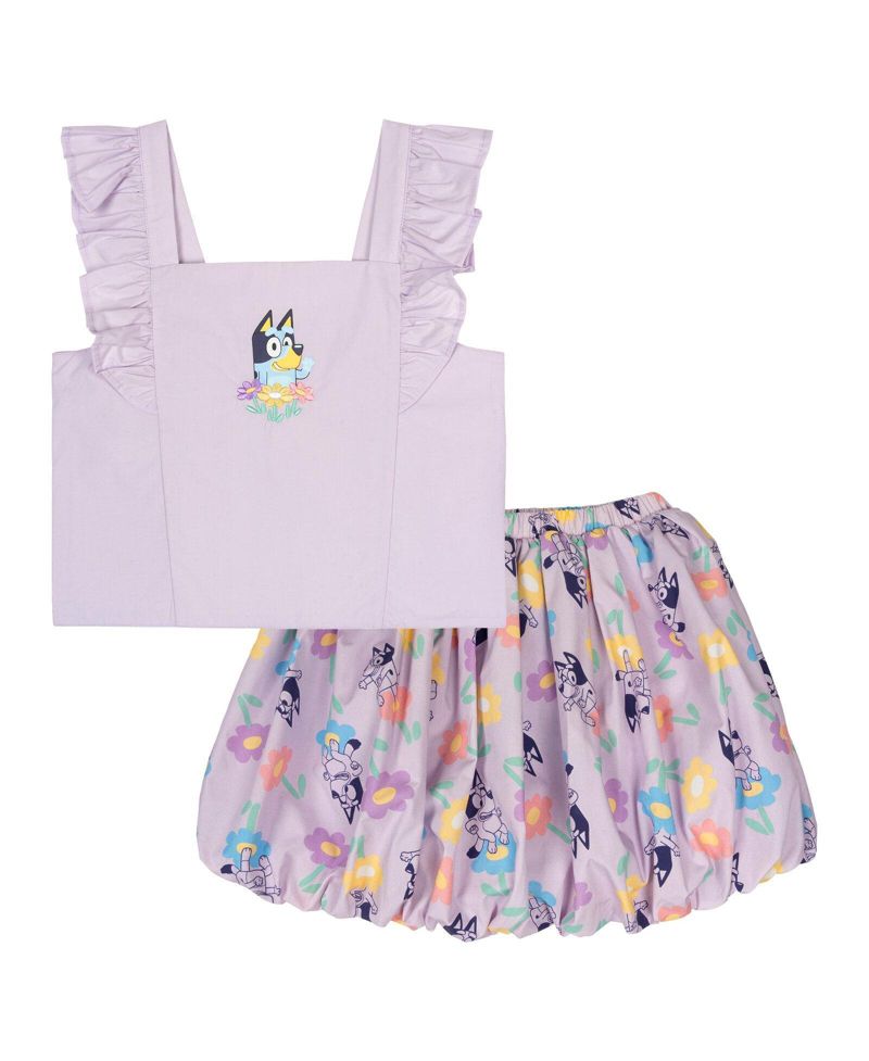 Girls' 4-16 Square-Neck Ruffled Tank Top and Skort, 2-Piece Set