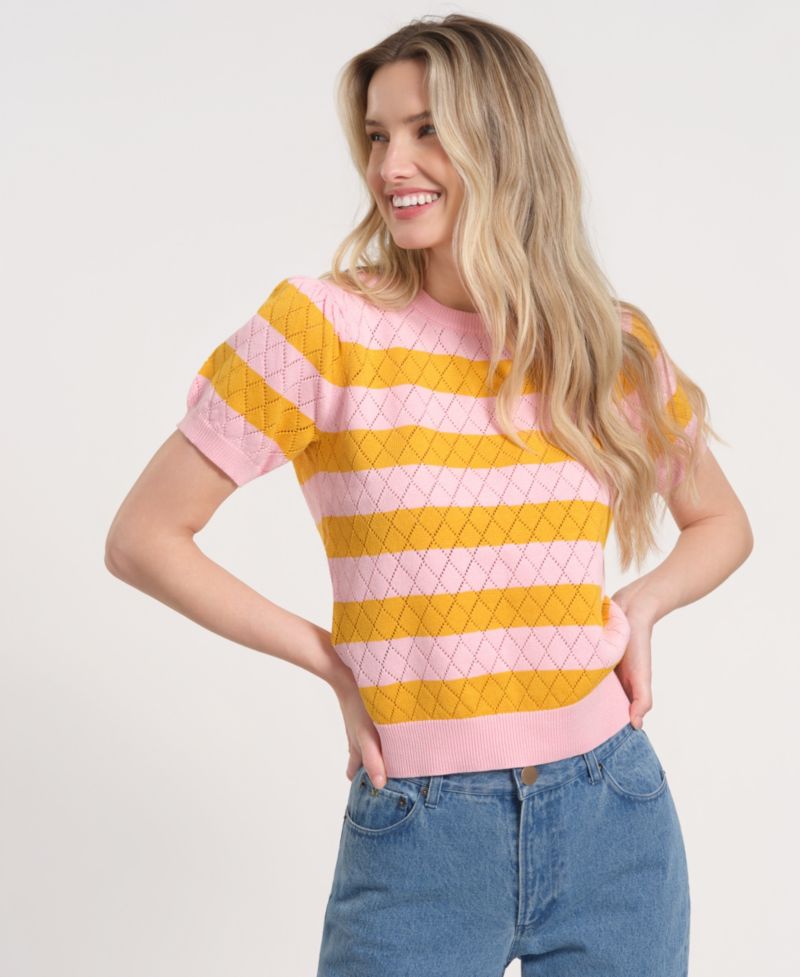 Women's Balloon Short-Sleeve Knitted Sweater