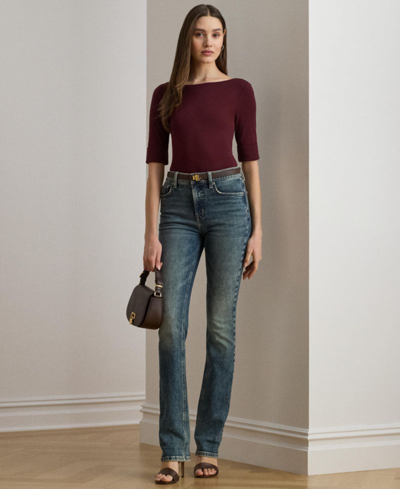 Stretch Cotton Boatneck T-Shirt