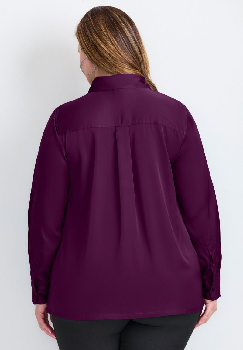 Women's Plus Size Sateen Utility Shirt
