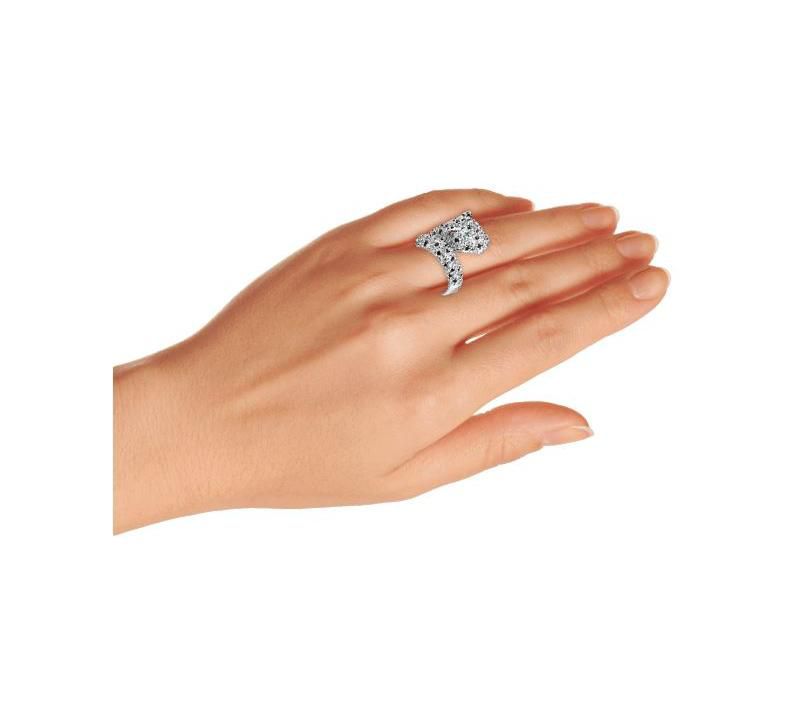Animal Black White CZ Leopard Panther Cocktail Statement Ring Silver Plated