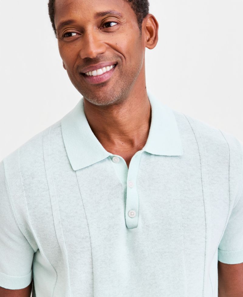 Men's Short-Sleeve Linen and Cotton Engineer Sweater