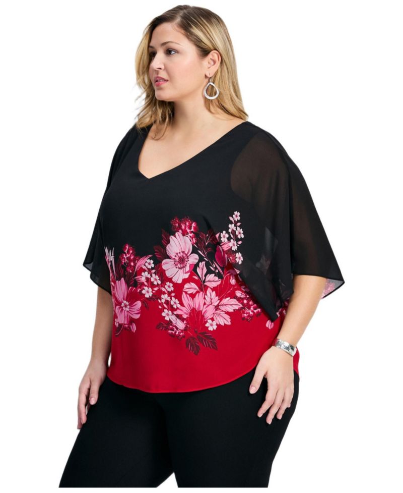 Women's Plus Size Love Story Overlay Blouse
