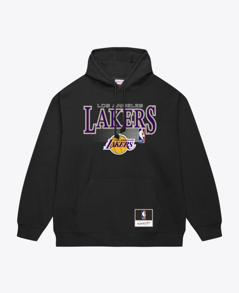 Men's Black Los Angeles Lakers Team Name Stack Logo Hoodie