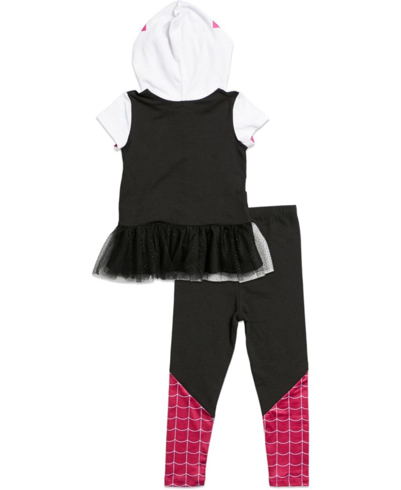 Little Girls Marvel Cosplay T-Shirt Dress and Leggings Outfit Set