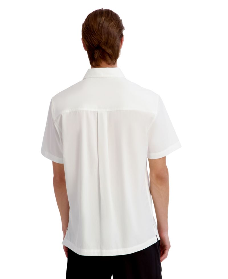 Men's Laser Cut Embroidered Flower Woven Shirt