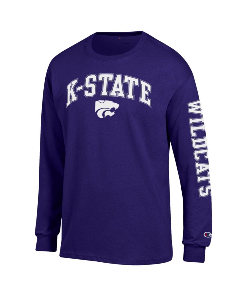 Men's Purple Kansas State Wildcats Arch Over Logo 2-Hit Long Sleeve T-Shirt