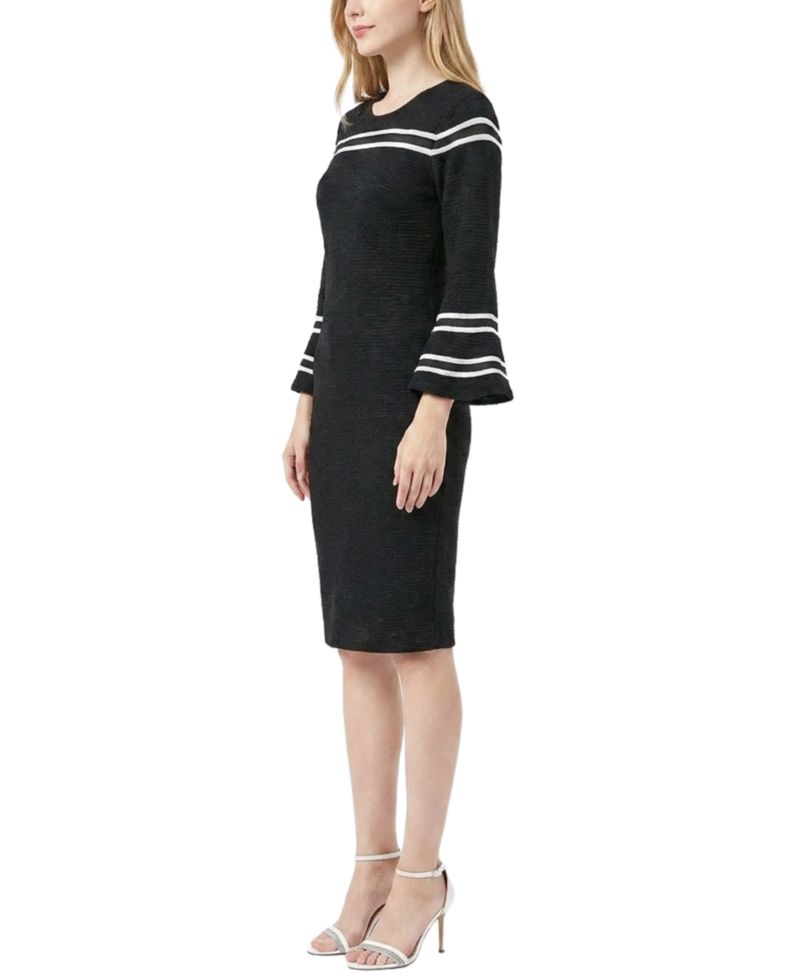 Petite Bell-Sleeve Mesh-Inset Sheath Dress