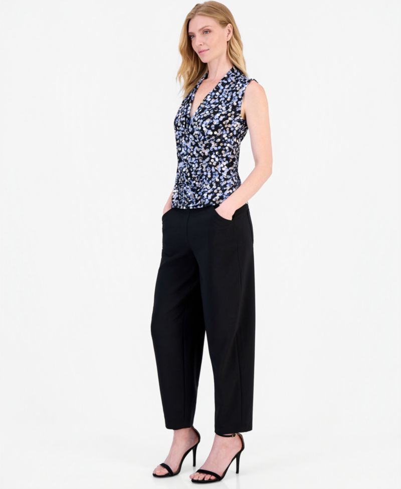 Women's Surplice-Neck Gathered-Waist Top