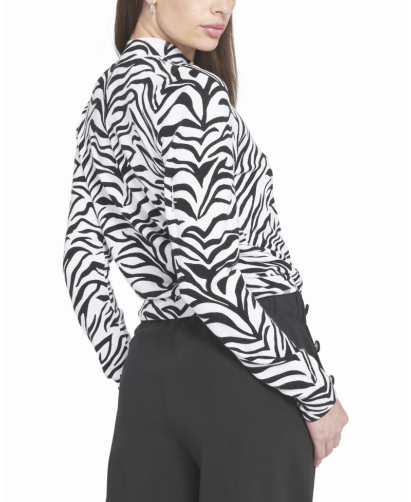 Women's Zebra Printed Feather Weight Top Animal Print Sweater