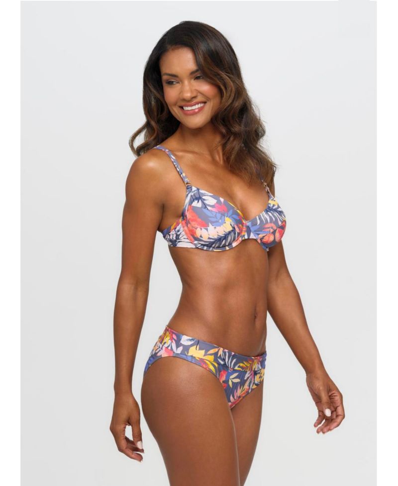 Women's Tropical Print Removable Pads Underwire Bikini Top