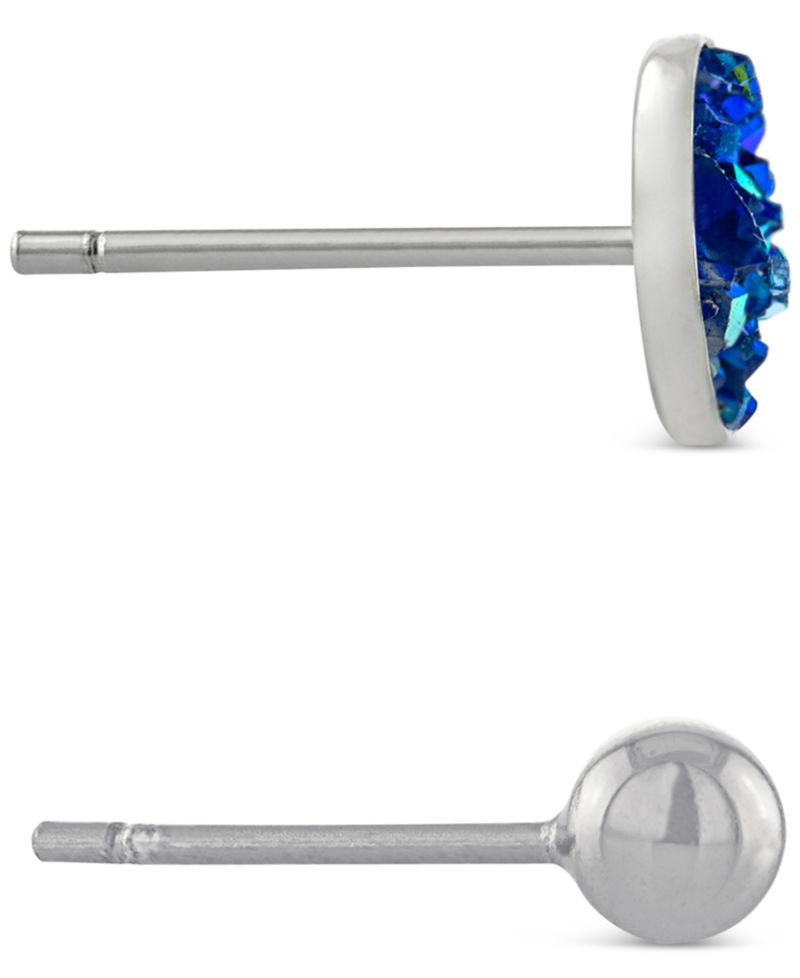 2-Pc. Set Druzy & Polished Stud Earrings in Sterling Silver