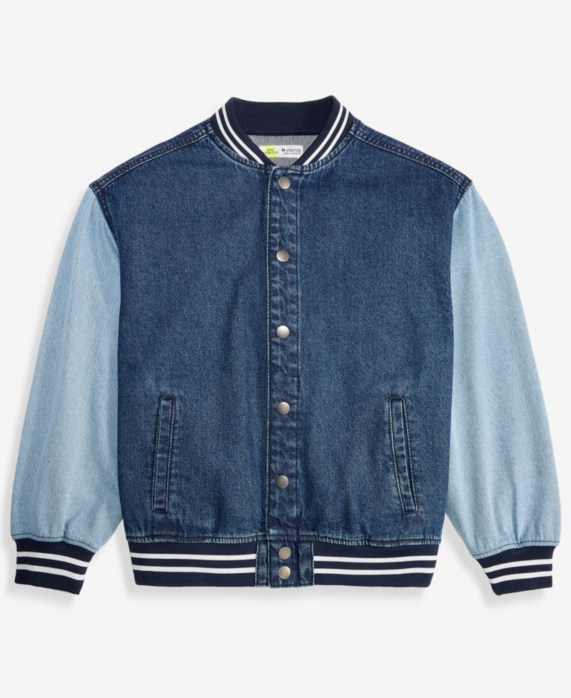 Boys' XS-XL Cotton Denim Varsity Jacket