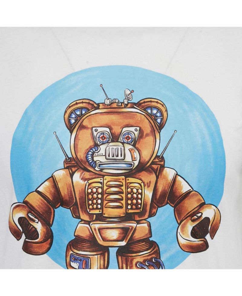 Men's Robot Teddy Print Cotton Crew Neck T-Shirt