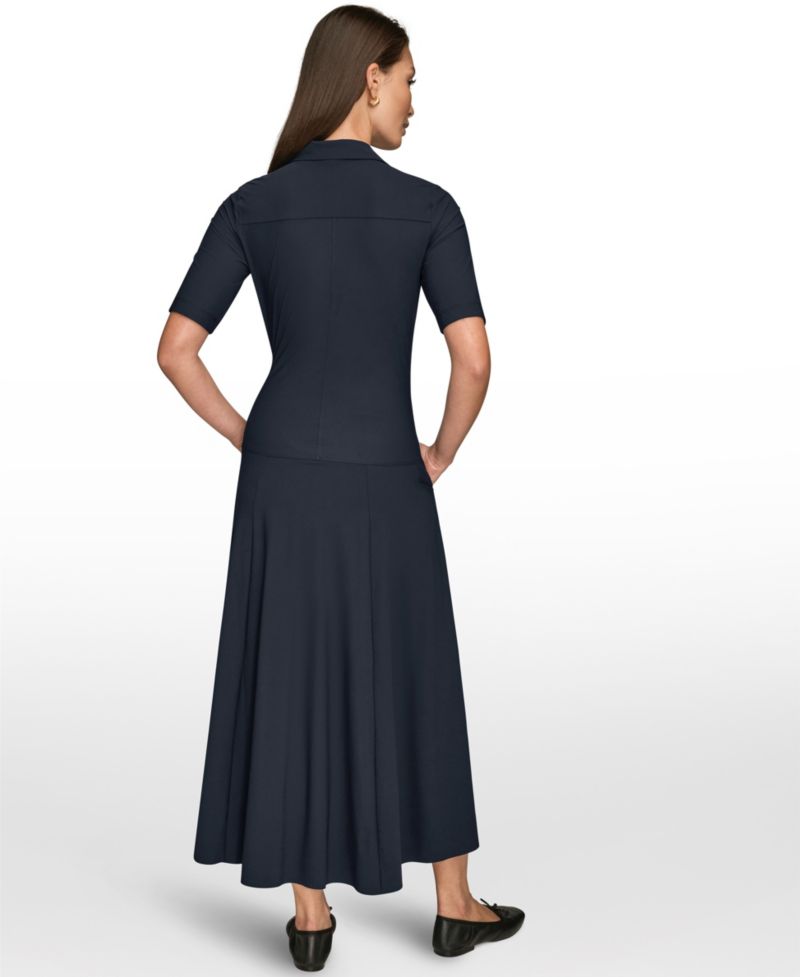 Women's 4-way Stretch Knit Elbow-Sleeve Polo Dress