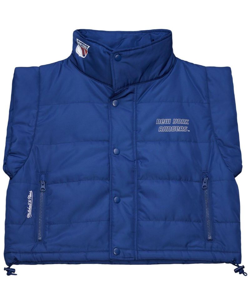 Women's Blue New York Rangers Cropped Full-Zip Puffer Vest