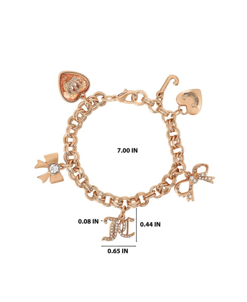 -Tone Charm Bracelet with Bow and PavÃ© Details