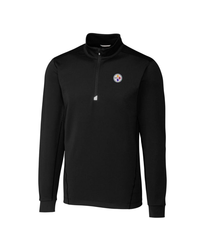 Men's Black Pittsburgh Steelers Big & Tall Traverse Half-Zip Pullover Jacket