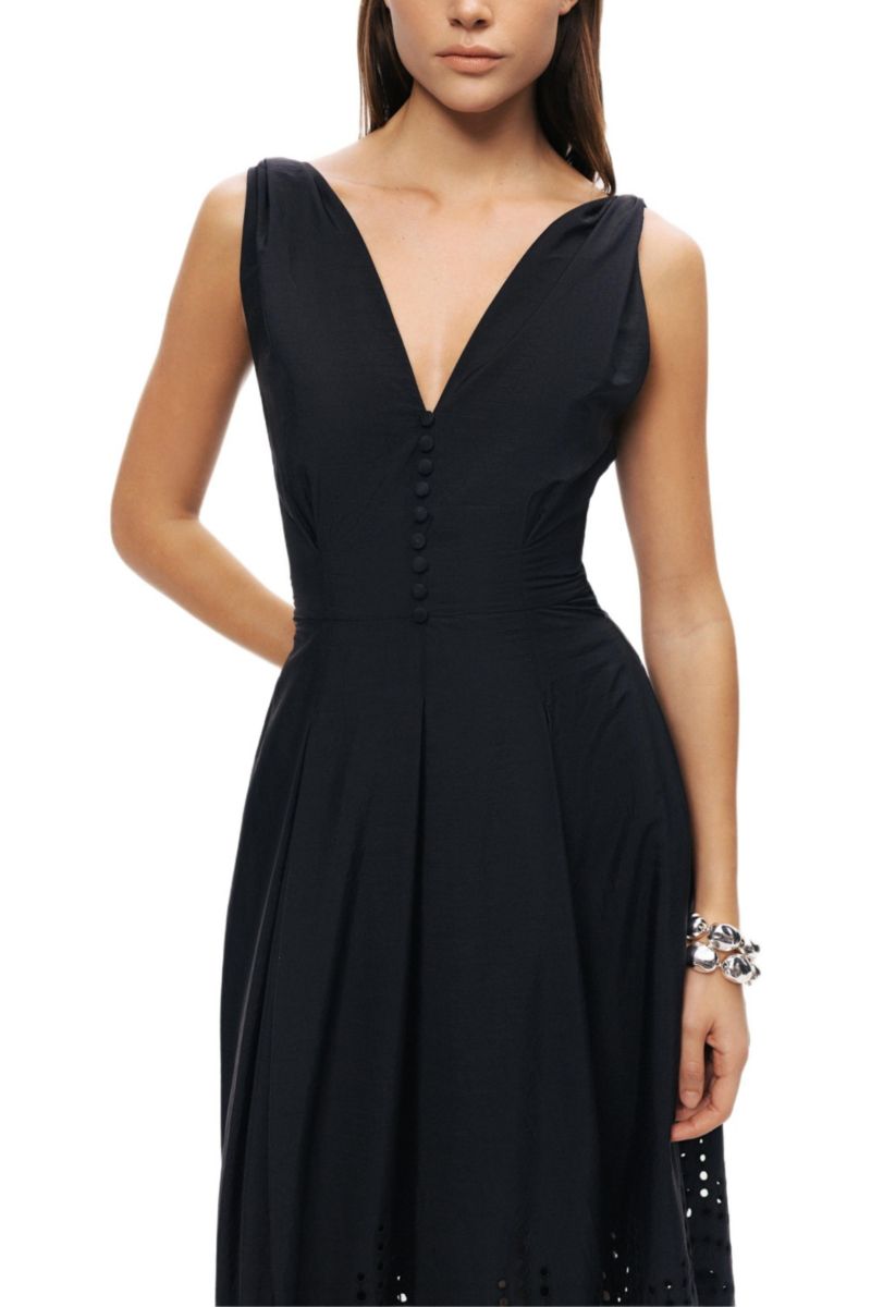 Women's Sleeveless Embroidered Midi Dress