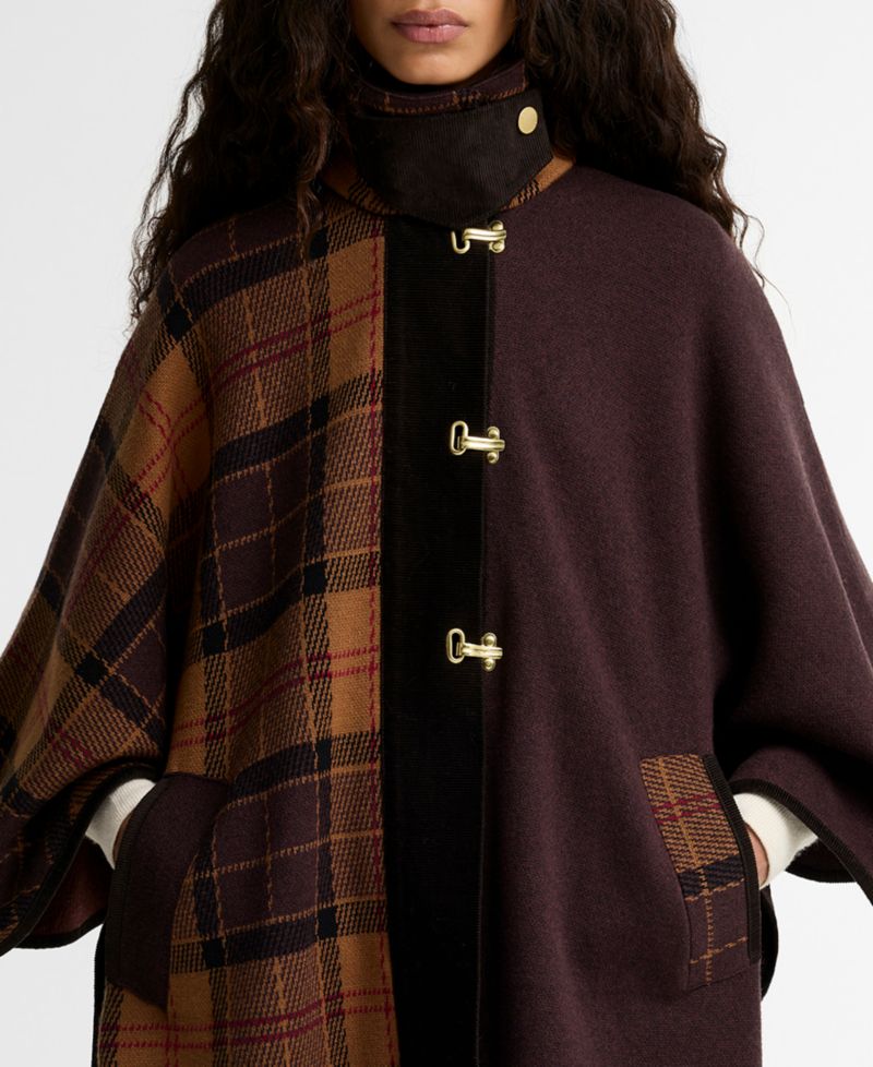 Women's Elva Tartan Wool-Blend Knitted Cape Coat